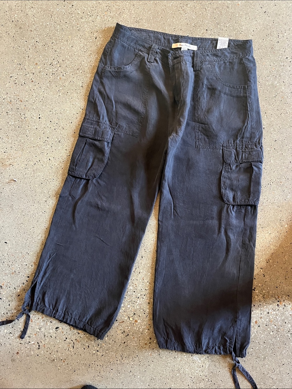 Free People Silk Cargo Pants in Black Size 0